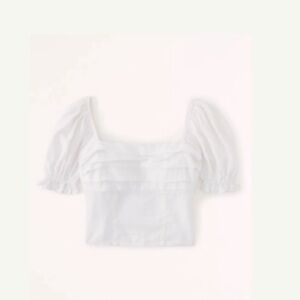Women's White Pleated Square Neck Top